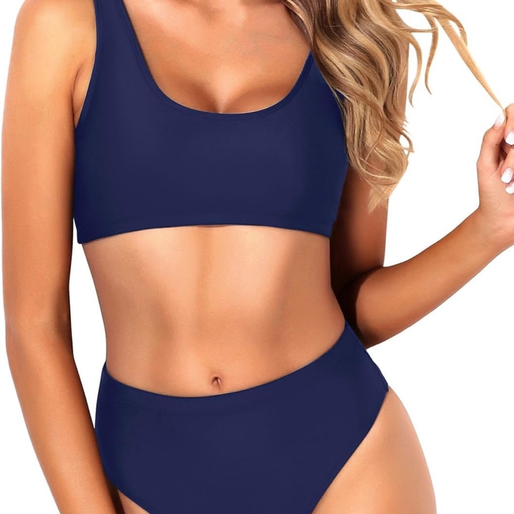 Navy Blue Sporty High-Waisted Bikini SZ M